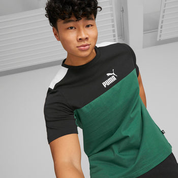 T-shirt verde da uomo Puma Essentials+ Block, Abbigliamento Sport, SKU a722000268, Immagine 0